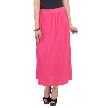 Pink plain cotton lycra skirts 1