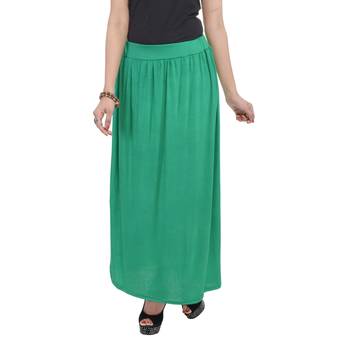 Green plain cotton lycra skirts 1