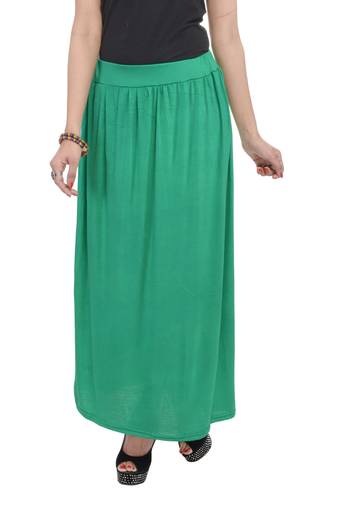 Green plain cotton lycra skirts