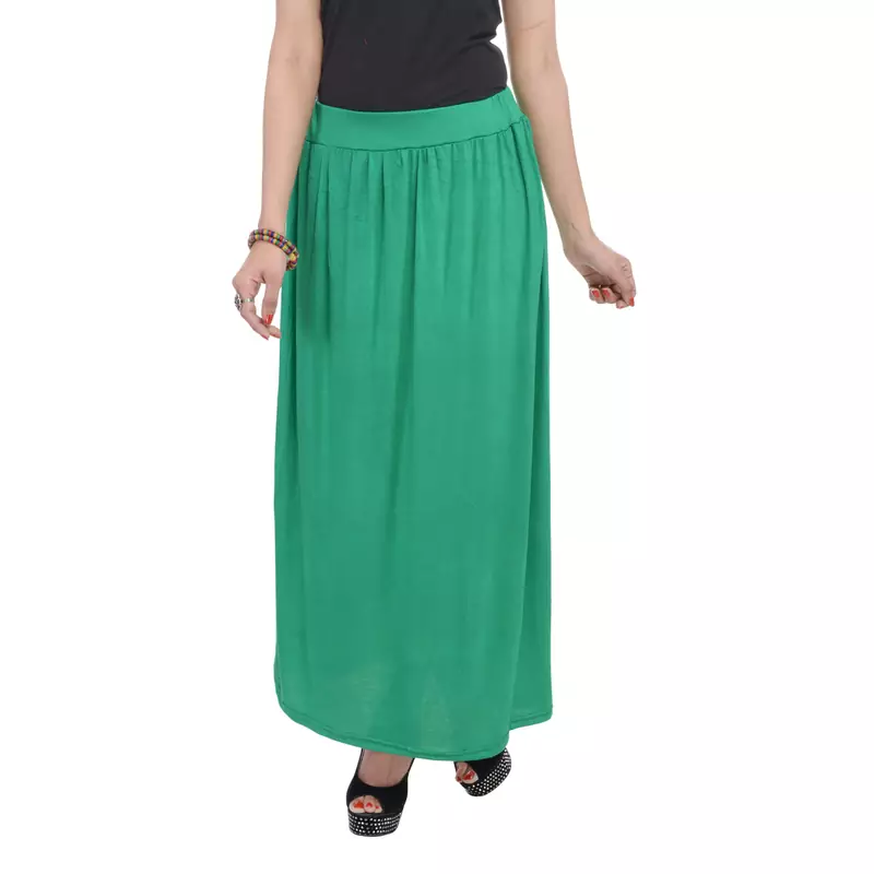 Green plain cotton lycra skirts