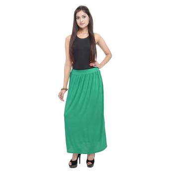 Green plain cotton lycra skirts 3