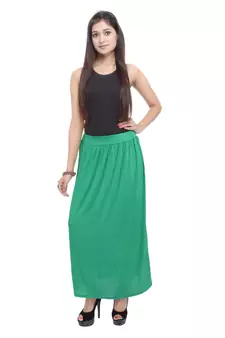 Green plain cotton lycra skirts