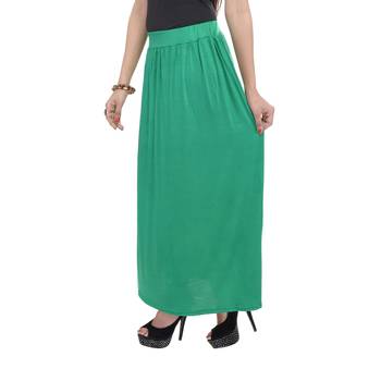 Green plain cotton lycra skirts 4