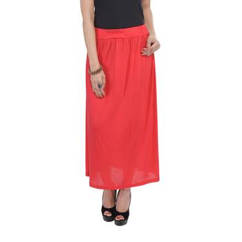 Red plain cotton lycra skirts 1