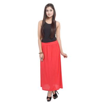 Red plain cotton lycra skirts 3