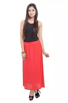 Red plain cotton lycra skirts