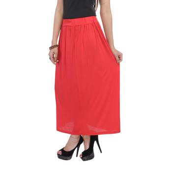 Red plain cotton lycra skirts 4