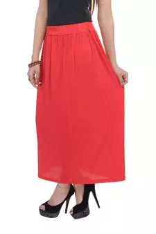 Red plain cotton lycra skirts