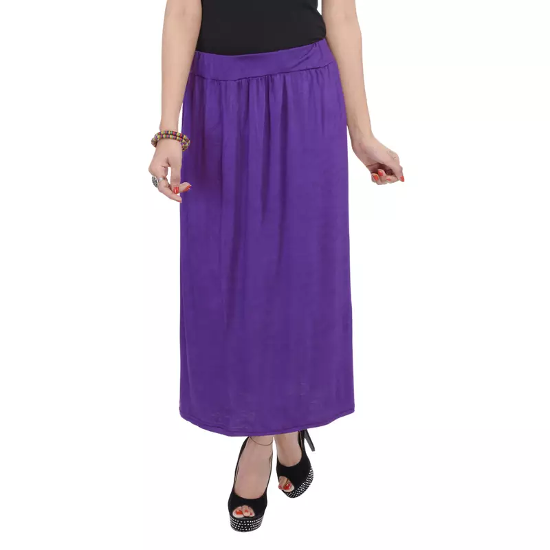 Purple plain cotton lycra skirts