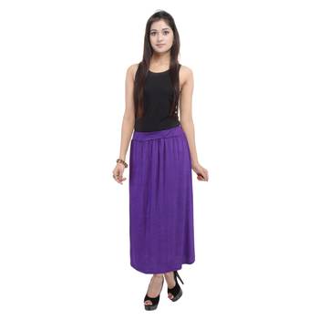 Purple plain cotton lycra skirts 3