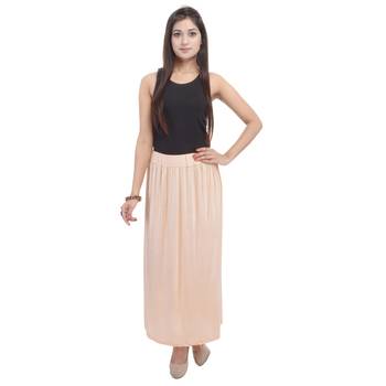 Beige plain cotton lycra skirts 3
