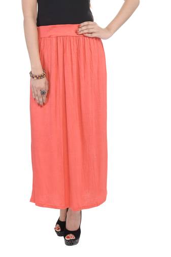 Orange plain cotton lycra skirts