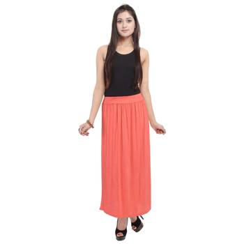Orange plain cotton lycra skirts 3