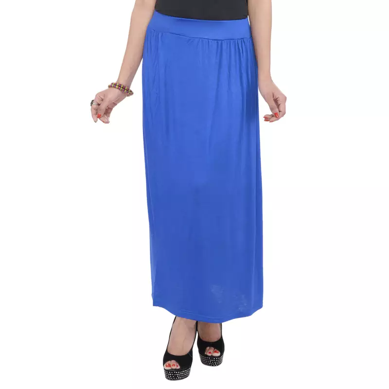 Blue plain cotton lycra skirts