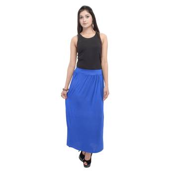 Blue plain cotton lycra skirts 3