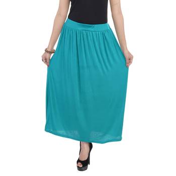 Rama green plain cotton lycra skirts 1