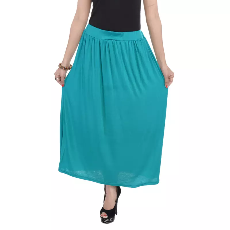 Rama green plain cotton lycra skirts