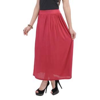 Maroon plain cotton lycra skirts 4