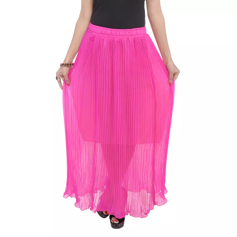 Pink wrinkled chiffon skirts