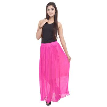 Pink wrinkled chiffon skirts 3