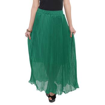 Green wrinkled chiffon skirts 1