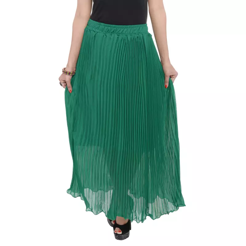 Green wrinkled chiffon skirts
