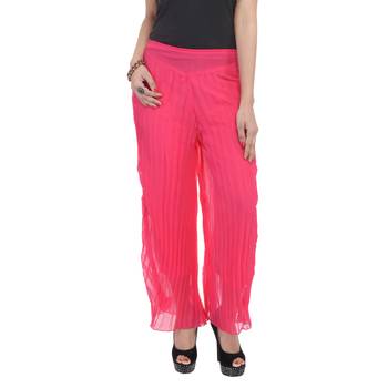 Pink wrinkled chiffon palazzo 1