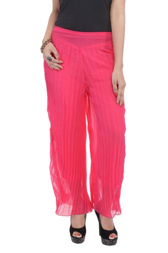 Pink wrinkled chiffon palazzo