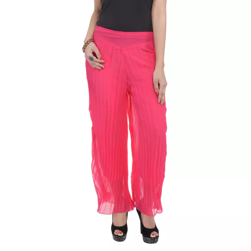 Pink wrinkled chiffon palazzo