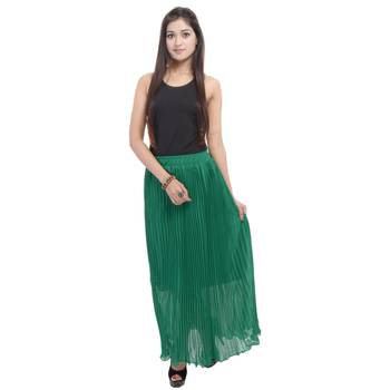 Green wrinkled chiffon skirts 3