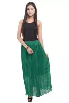 Green wrinkled chiffon skirts