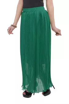 Green wrinkled chiffon skirts