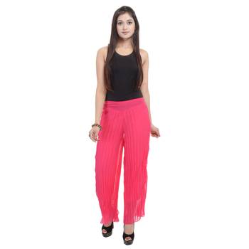 Pink wrinkled chiffon palazzo 3