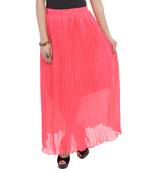 Carrot pink wrinkled chiffon skirts