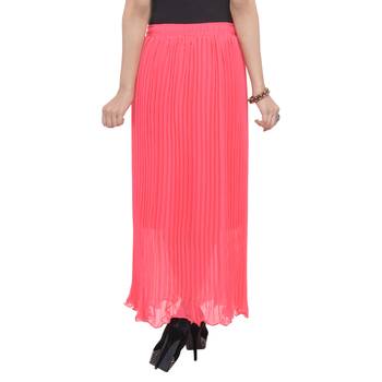Carrot pink wrinkled chiffon skirts 2