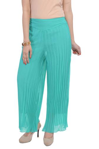 Green wrinkled chiffon palazzo