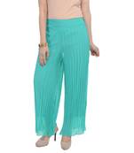 Green wrinkled chiffon palazzo