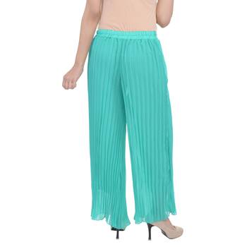 Green wrinkled chiffon palazzo 2