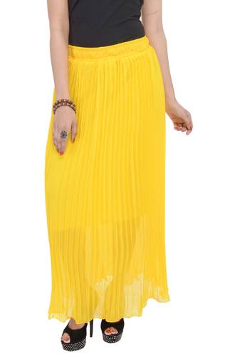 Yellow wrinkled chiffon skirts