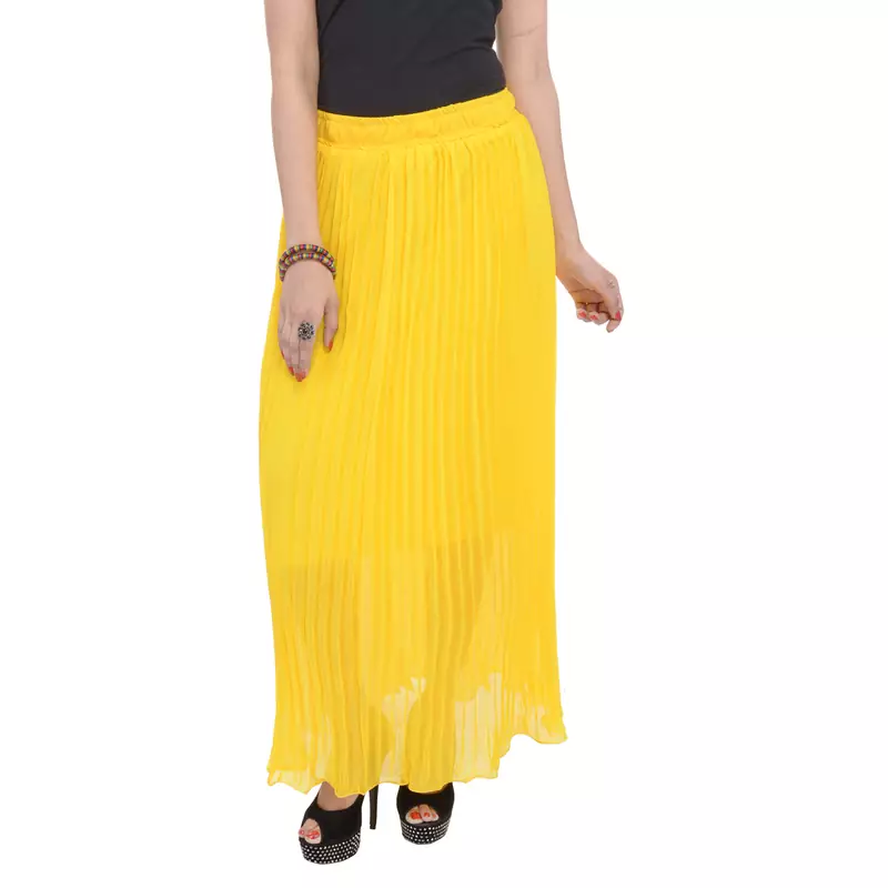 Yellow wrinkled chiffon skirts