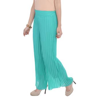 Green wrinkled chiffon palazzo 4