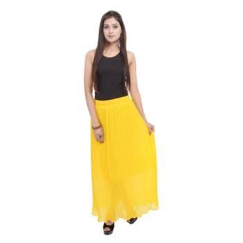 Yellow wrinkled chiffon skirts 3