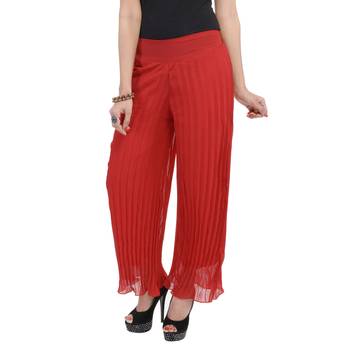 Maroon wrinkled chiffon palazzo 1