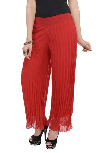 Maroon wrinkled chiffon palazzo