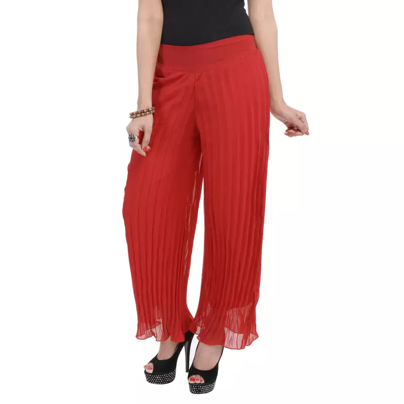 Maroon wrinkled chiffon palazzo