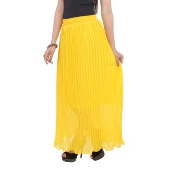 Yellow wrinkled chiffon skirts 4