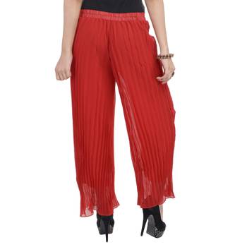 Maroon wrinkled chiffon palazzo 2