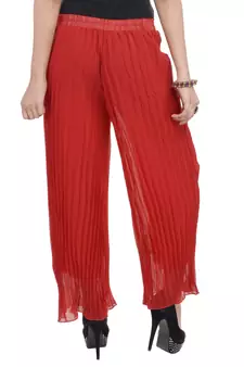 Maroon wrinkled chiffon palazzo