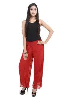 Maroon wrinkled chiffon palazzo