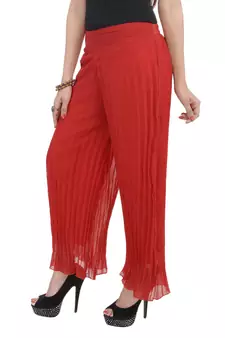 Maroon wrinkled chiffon palazzo
